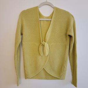 Green Sweater with Tie Open Back